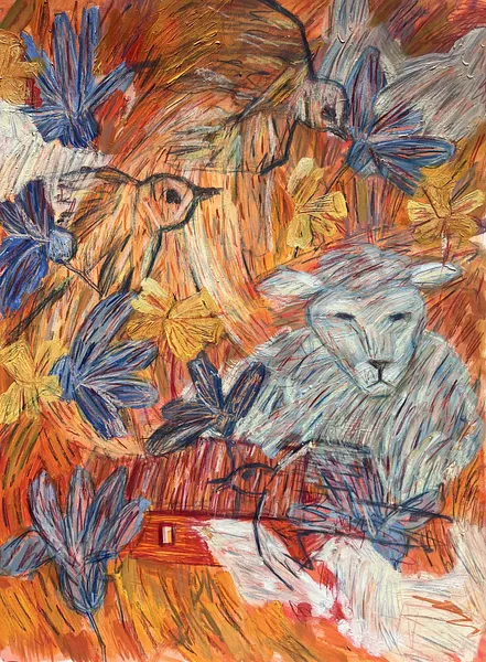 Зображення "Гуртом" від Соломія Ортинська, розмір: 50х65, матеріали: Олія на папері, пастель, олівці, медіум: Живопис, місто: Львів, ціна: $500 Фото 2 з 5.