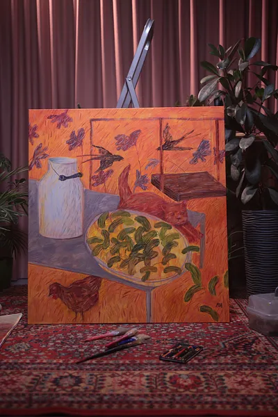 Image of After harvest by Solomiya Ortynska, size: 85x95 cm, Painting medium, part of the Про дім series, priced at $500 Photo 4 of 4.