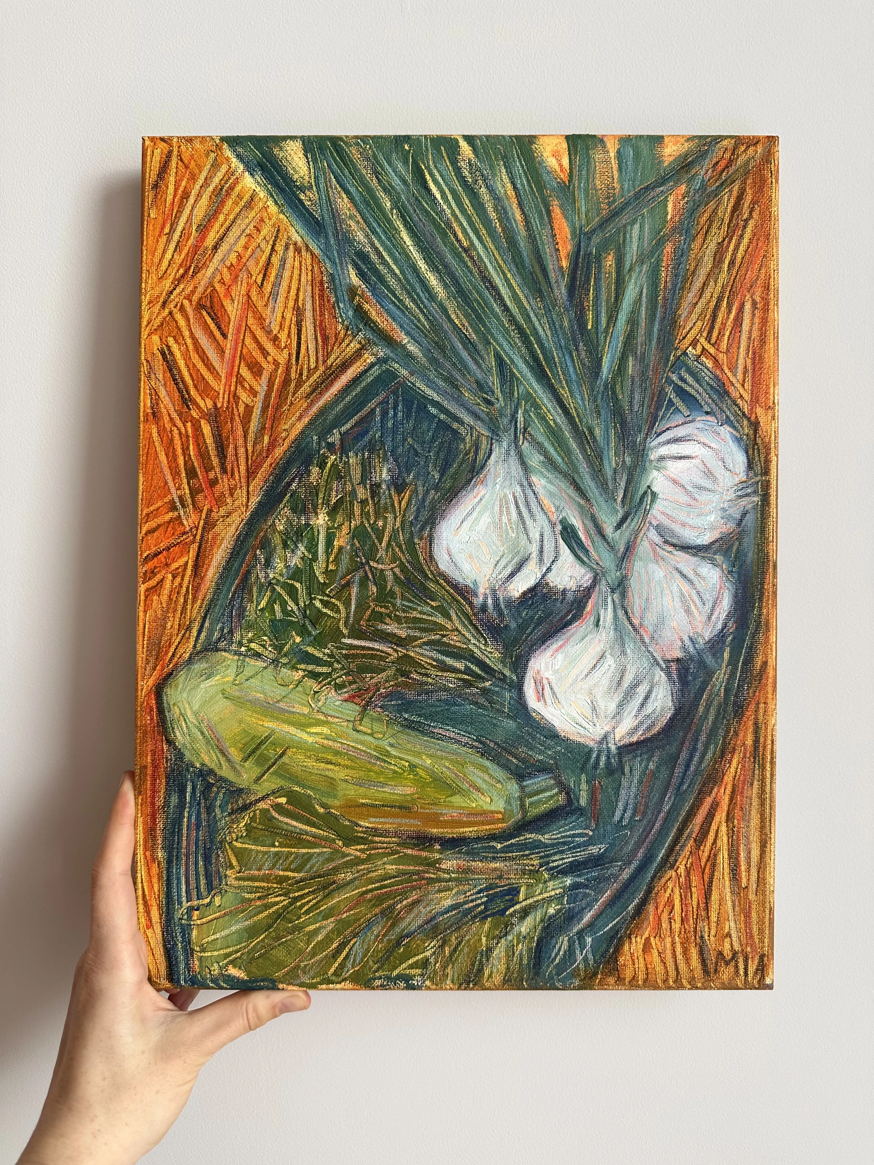 Зображення "Цибулька І" від Соломія Ортинська, розмір: 30x40 cm, матеріали: oil on canvas, медіум: Живопис, місто: Lviv, серія: Про дім, ціна: $150 Фото 1 з 3.