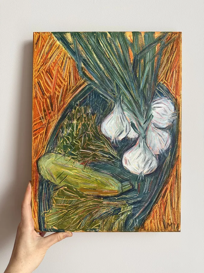 Image of Цибулька І by Solomiya Ortynska, size: 30x40 cm, Painting medium, part of the Про дім series, priced at $150