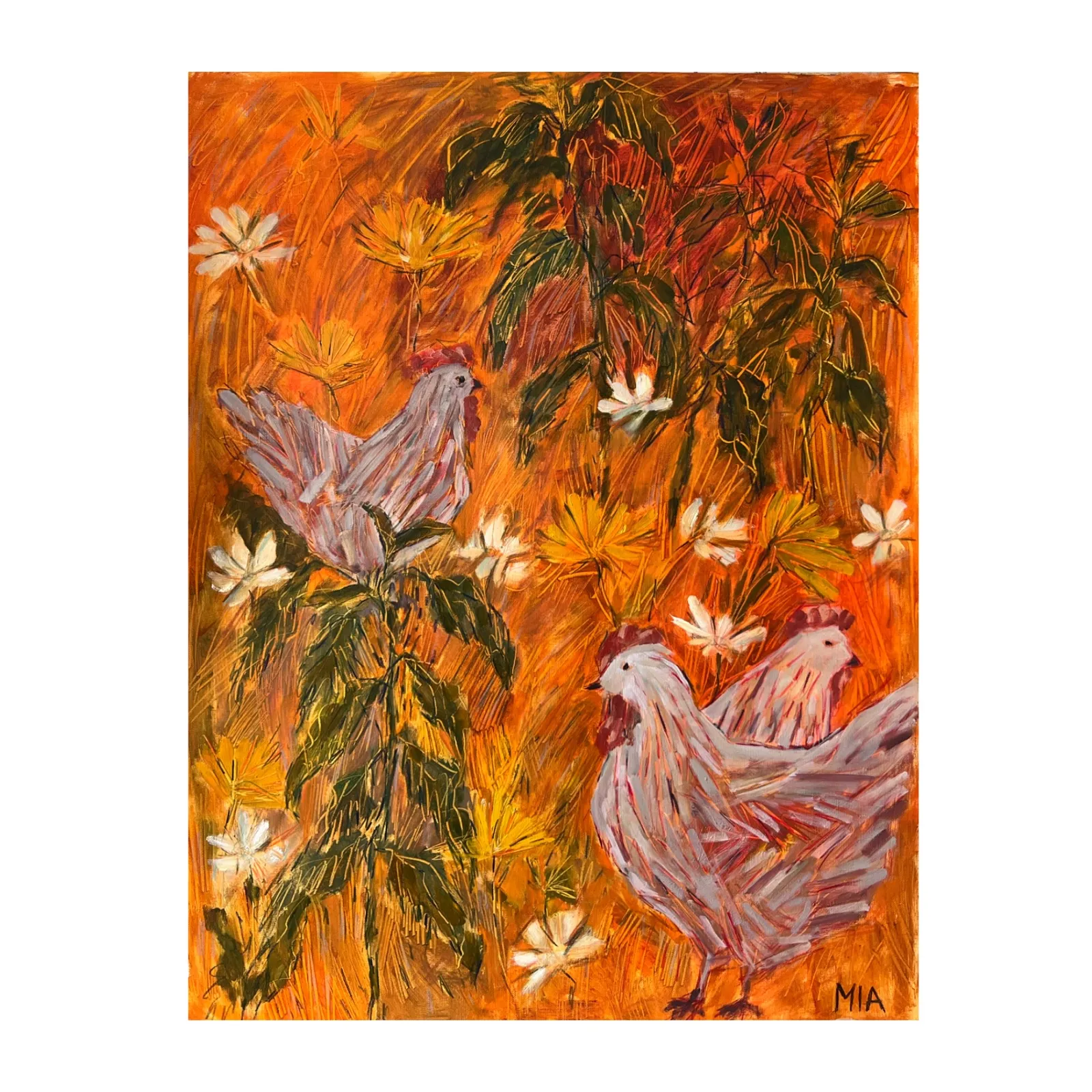 Зображення "Кури" від Соломія Ортинська, розмір: 50x65cm, матеріали: олія на папері, медіум: Живопис, місто: Львів, серія: Про дім, ціна: $450