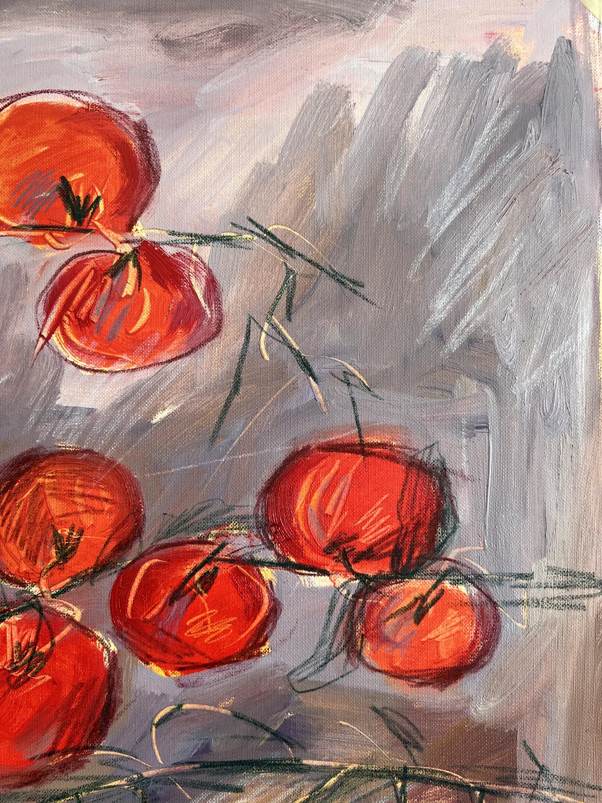 Зображення "Tomatoes " від Соломія Ортинська, розмір: 40x60cm, матеріали: oil on paper, медіум: Живопис, місто: Lviv , серія: Про дім, ціна: $450 Фото 3 з 3.
