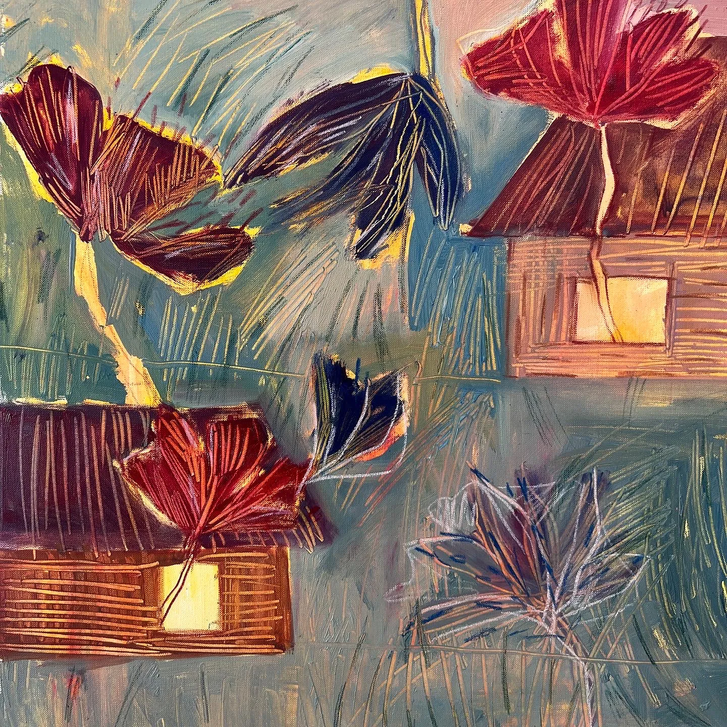 Зображення "Цвітіння" від Соломія Ортинська, розмір: 50x65 cm, матеріали: олія на папері, медіум: Живопис, місто: Львів, серія: Про дім, ціна: $450 Фото 2 з 2.
