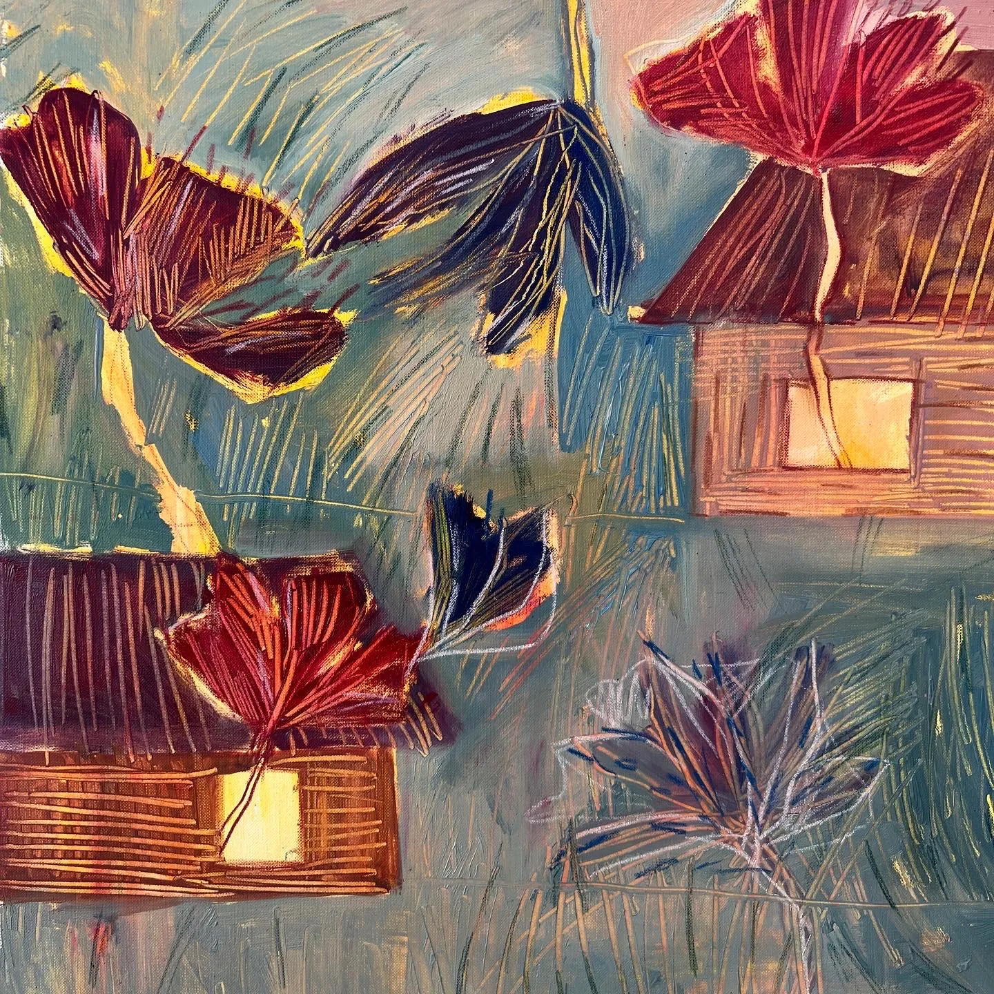 Зображення "Цвітіння" від Соломія Ортинська, розмір: 50x65 cm, матеріали: олія на папері, медіум: Живопис, місто: Львів, серія: Про дім, ціна: $450 Фото 2 з 2.